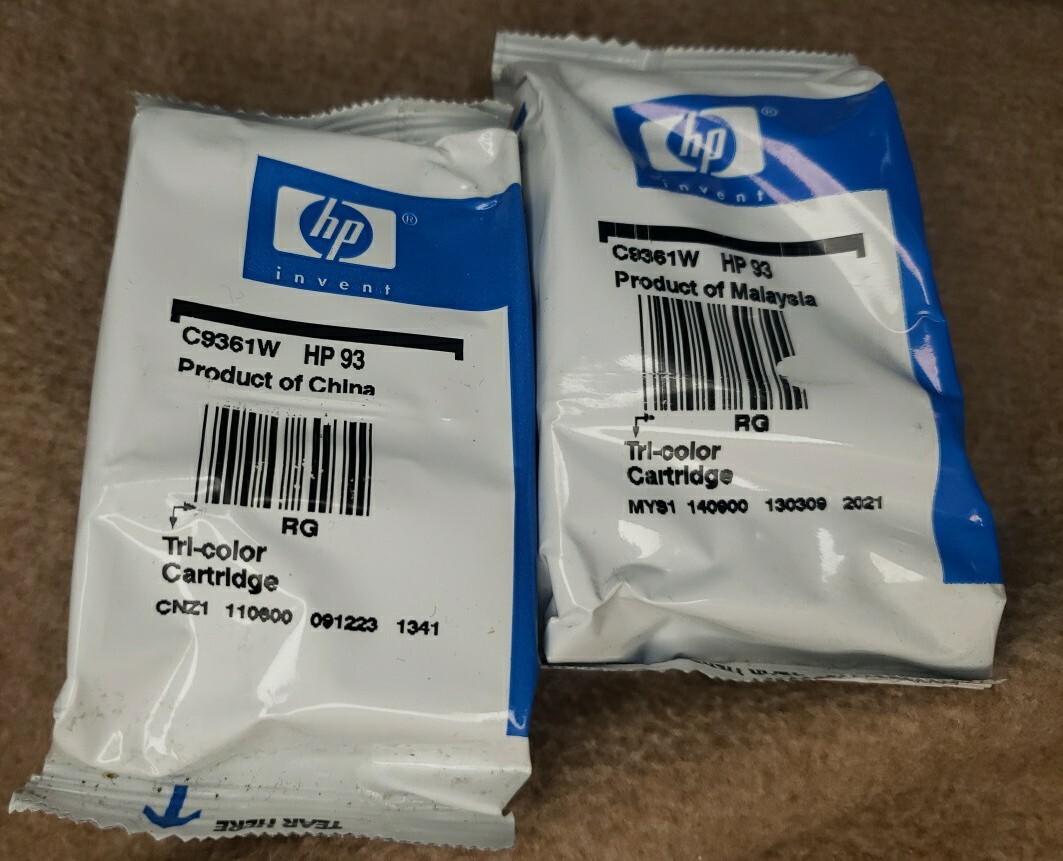 Genuine HP Ink Cartridge 93 C9361W Tri-Color Cartridge (Sealed) Qty. 2