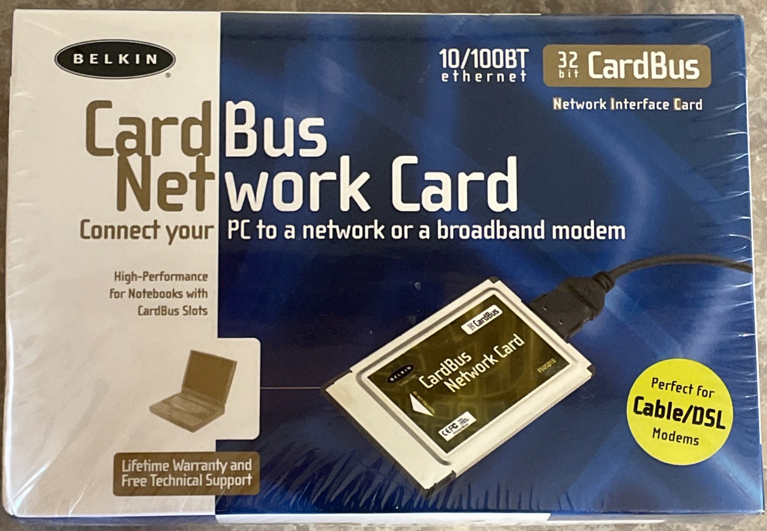 Belkin Cardbus Network Card F5D5010 32 Bit, PC To Network Or Broadband Modem NEW