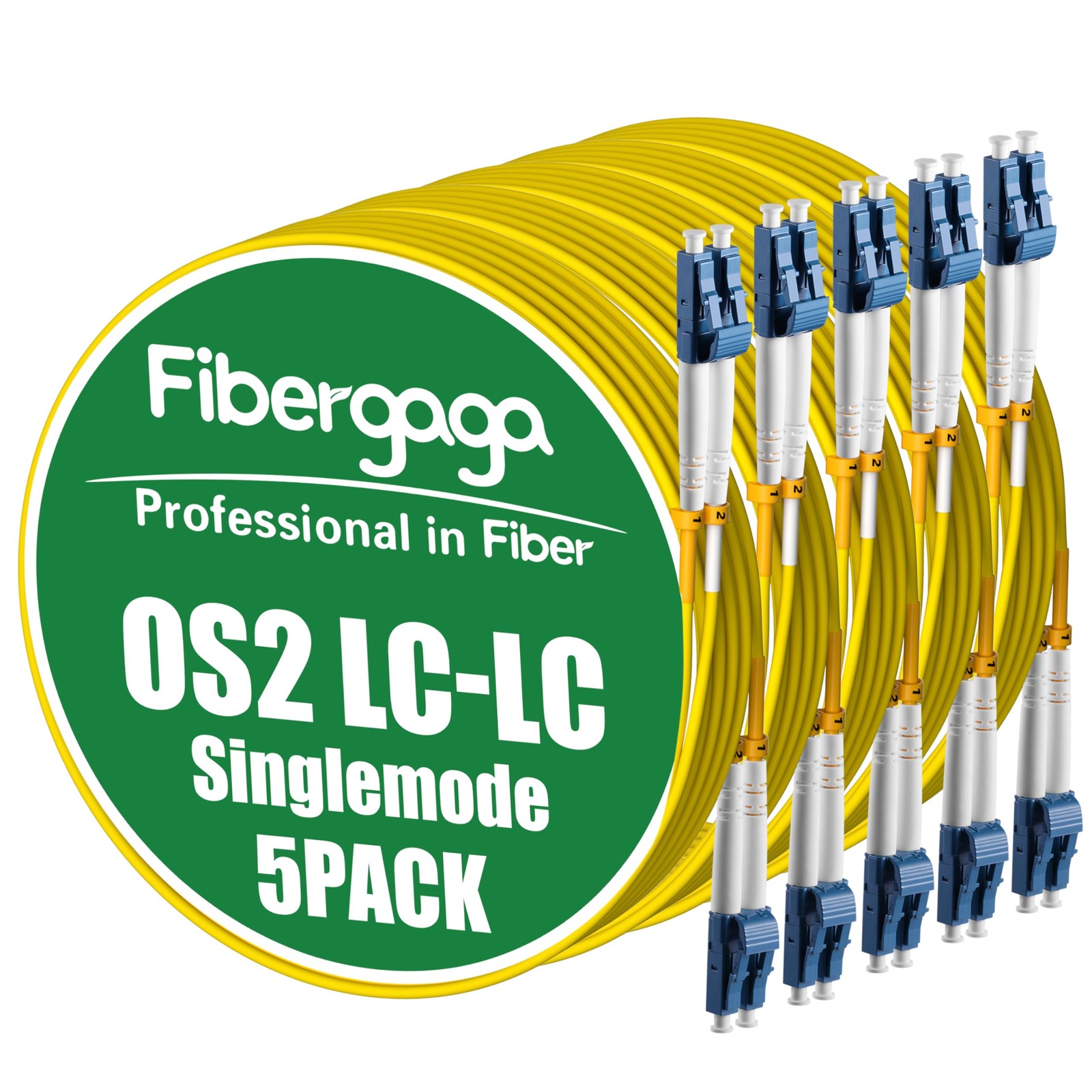 OS2 LC To LC Fiber Patch Cable Duplex Singlemode 2.0mm 0.2M 7 Inch 5 PCS