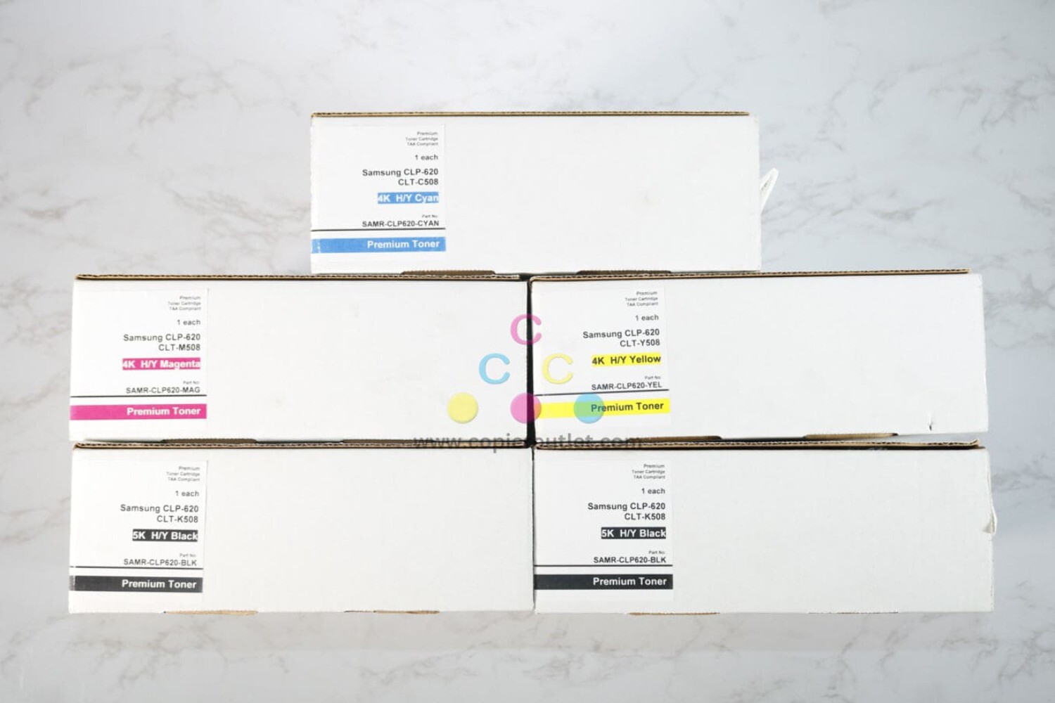 5 Compatible Samsung CLP-620, CLT-508 CMYKK Toner Cartridges, Same Day Ship