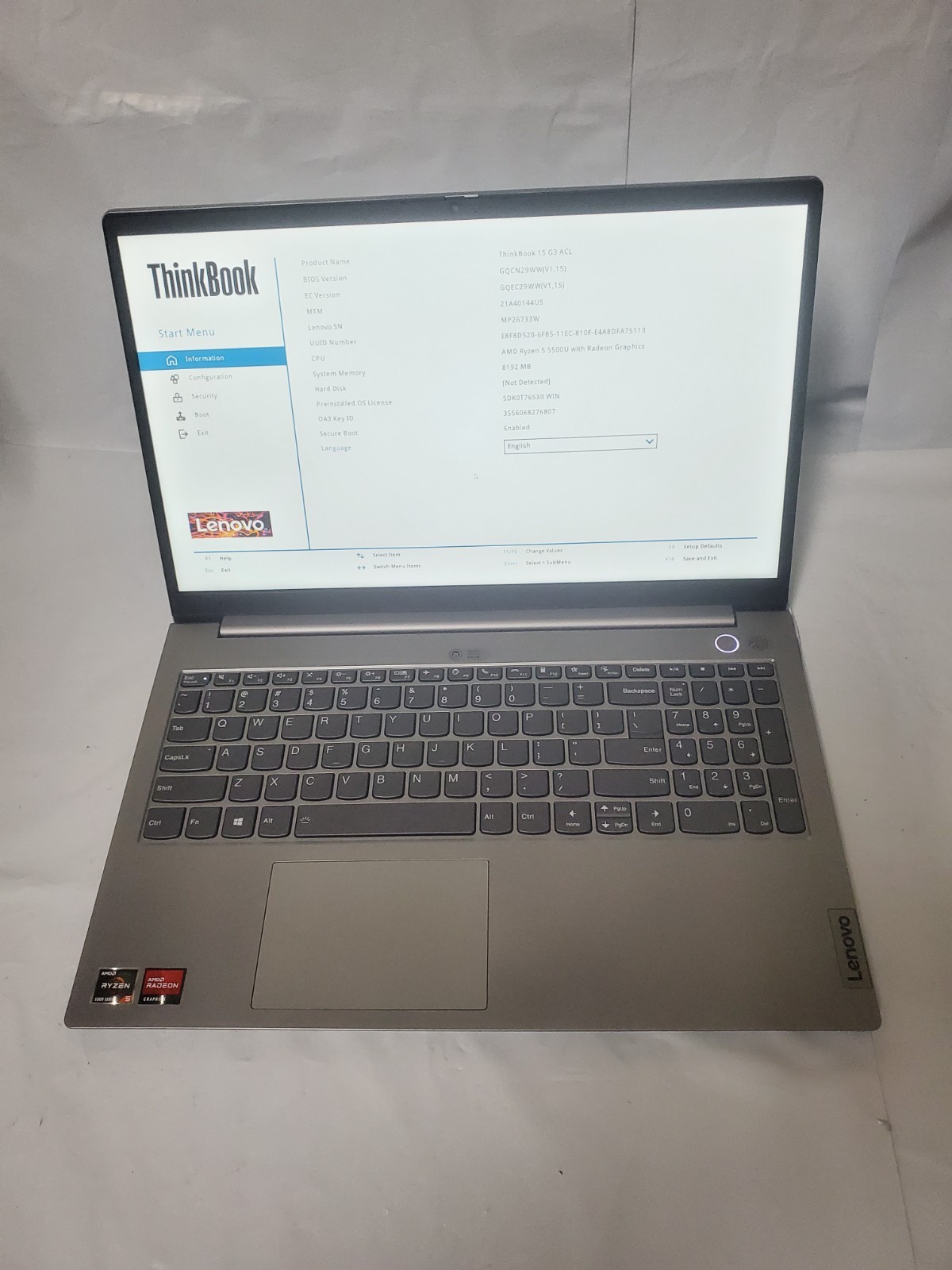 LENOVO THINKBOOK 15 G3 ACL RYZEN 5 5500U RADEON GRAPHICS 8GB Ram/No SSD