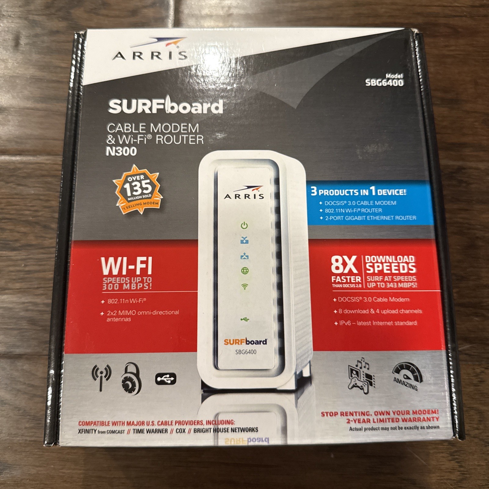 Arris SURFboard N300  SBG6400 DOCSIS 3.0 Modem Wifi Router - Openbox