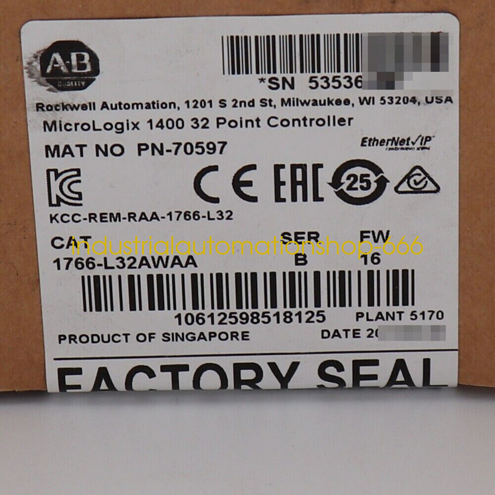 1PC New 1766-L32AWAA MicroLogix1400 32 Point Controller Via DHL or FedEX