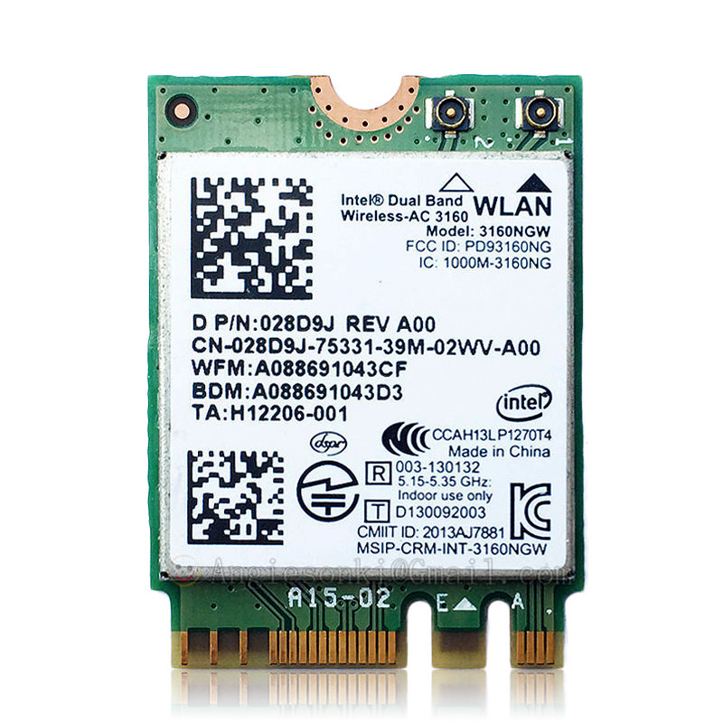 Intel Dual Band Wireless-AC 3160 3160NGW WiFi WLAN Card BT 4.0 28D9J