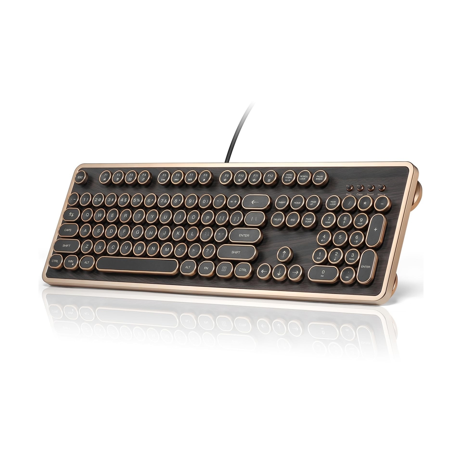 RK104 Retro Mechanical Keyboard, Wired Full-Size 104 Keys with Typewriter Rou...