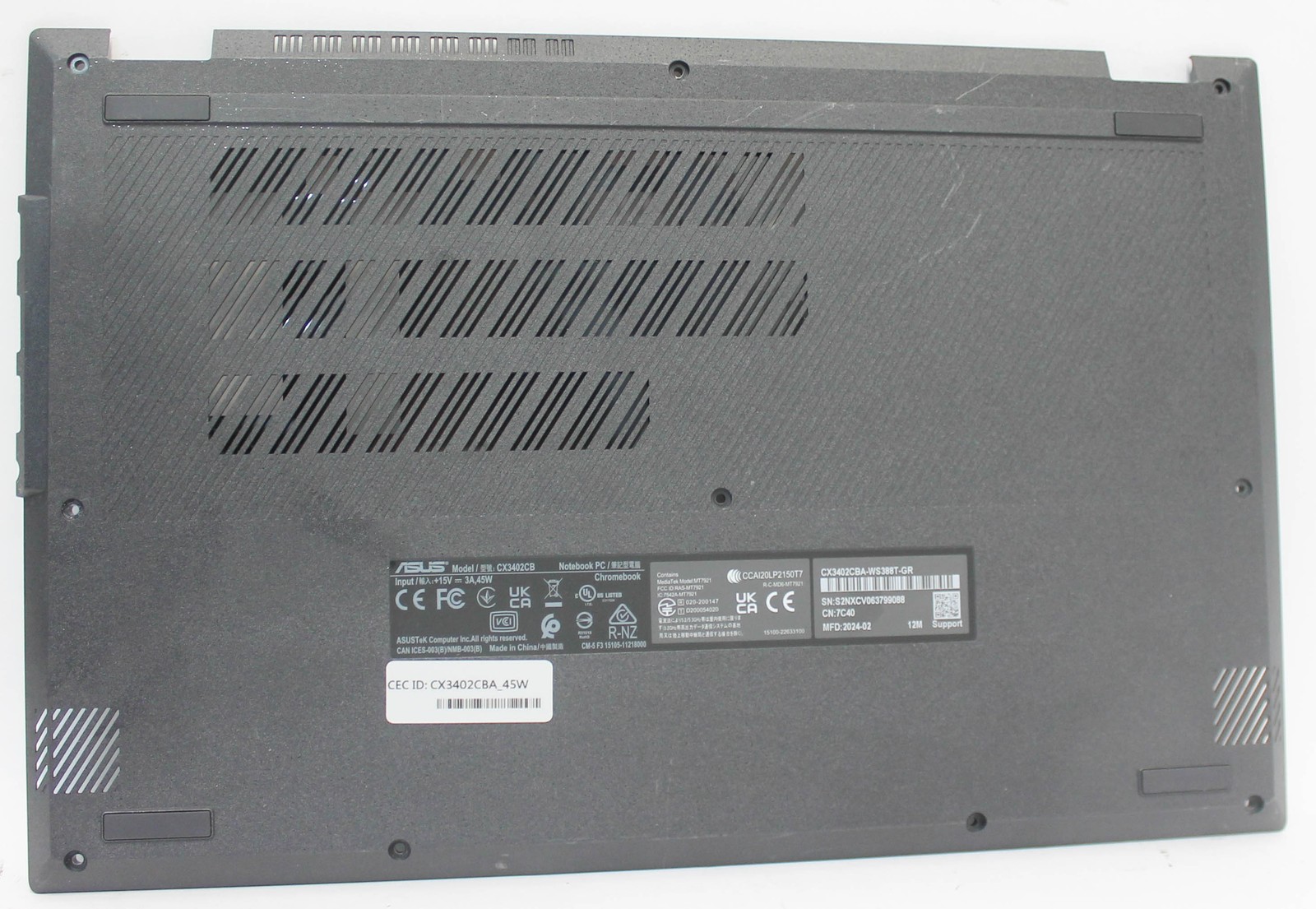 90NX06J2-R7DP10-B ASUS CX3402CBA Chromebook Plus CX34 Bottom Base Cover Grade B