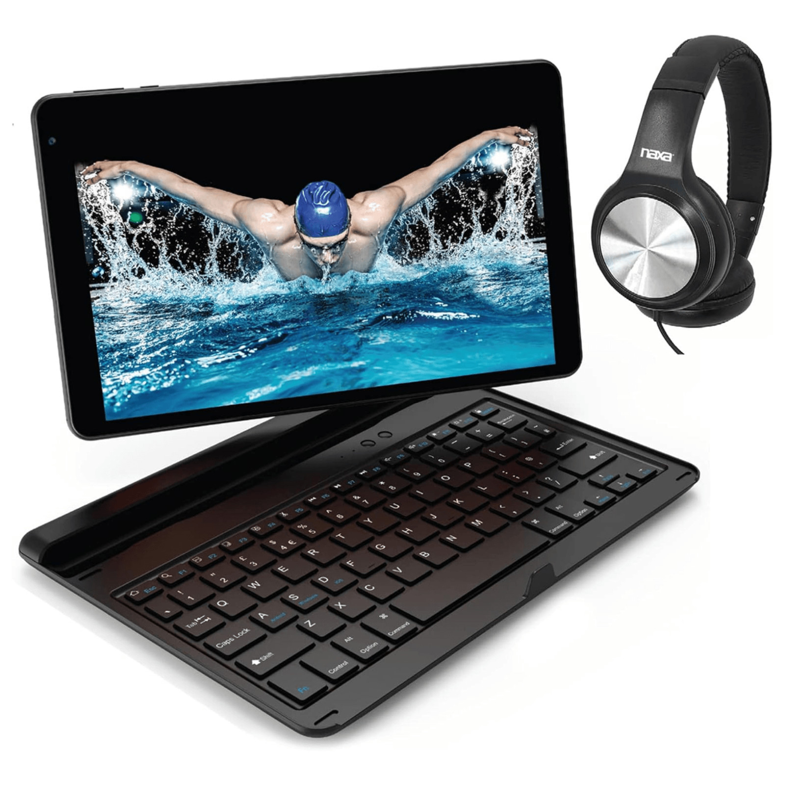 Naxa 2-in-1 10.1” Core Tablet,  BT Keyboard Black - Refurbished Grade Very Good
