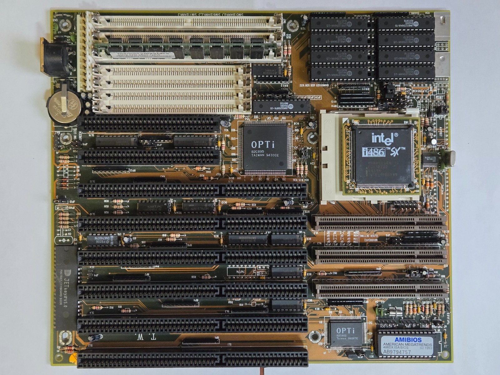 Socket 3 VLB Motherboard, Jetway J-403TG, 486SX-33 + 32MB Vintage, Working
