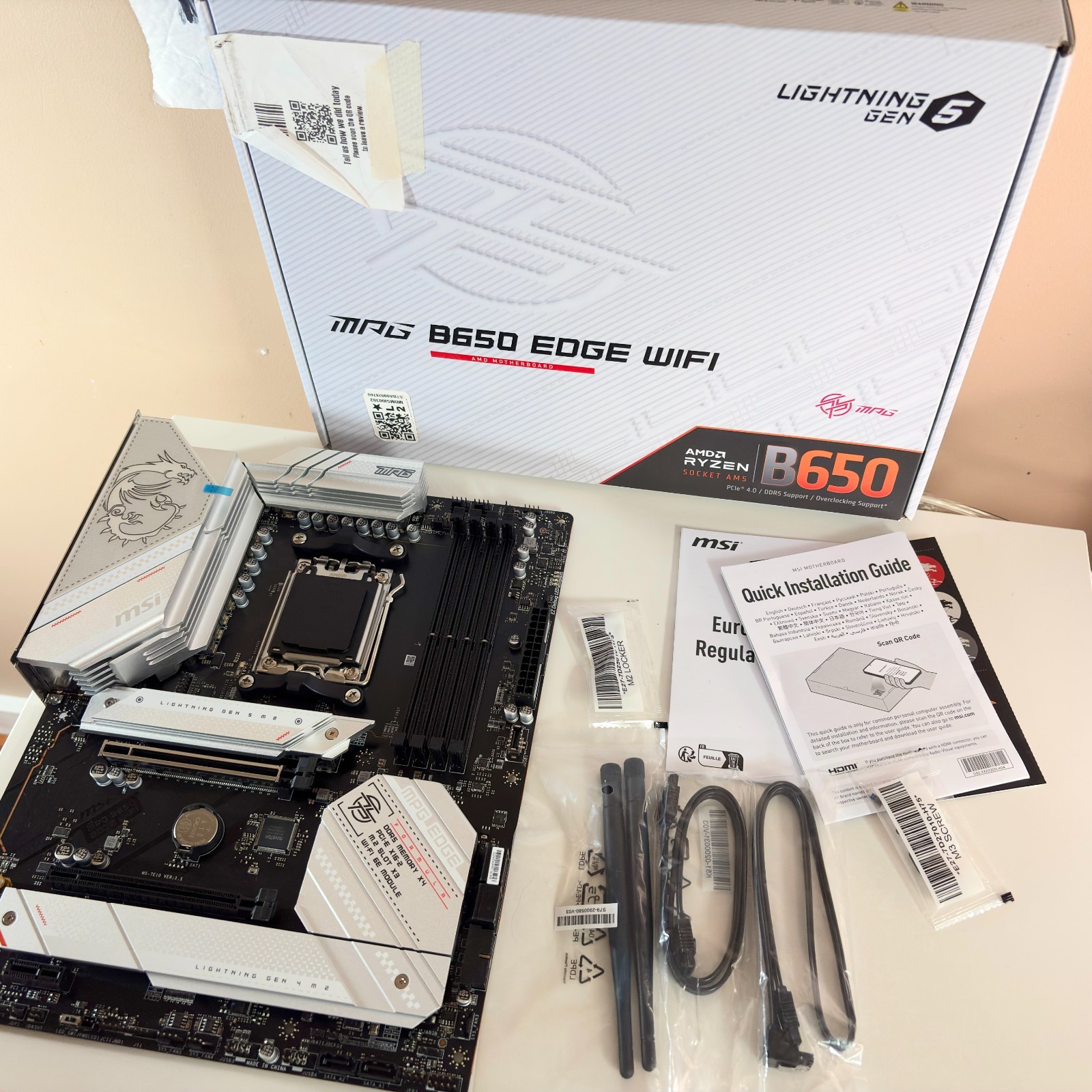 MSI MPG B650 EDGE WIFI AM5 AMD Gaming PCIe 4.0 Wi-Fi 6E ATX Motherboard