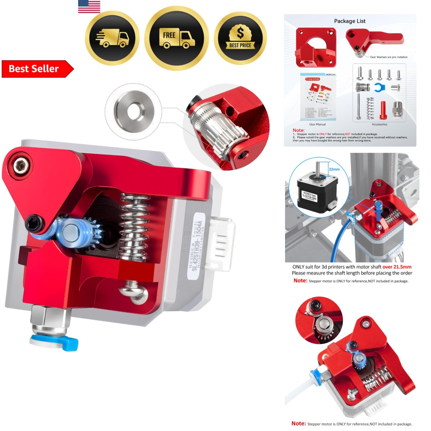 Dual Gear 3D Printer Extruder Kit for Ender 3 V2 Neo CR10 TPU Filament Upgrade