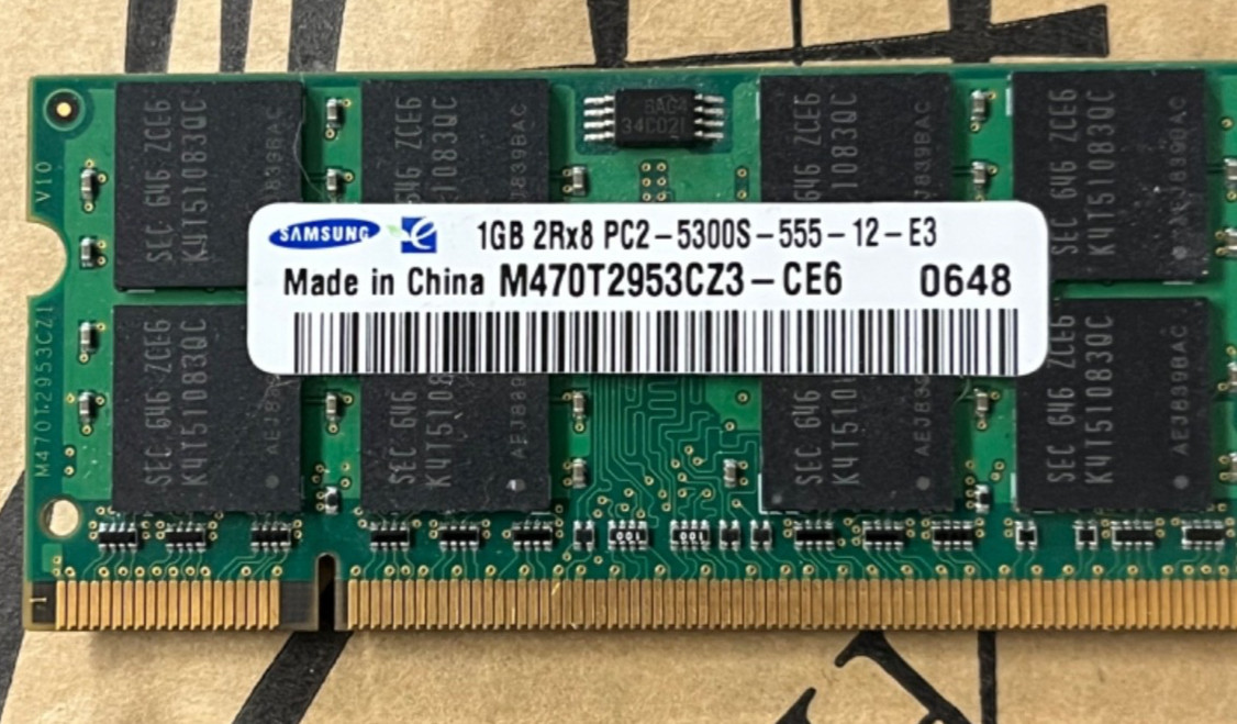 Samsung DIMM 667 MHz DDR2 Memory  Laptop Memory Module Ram M470T5663CZ3-CE6