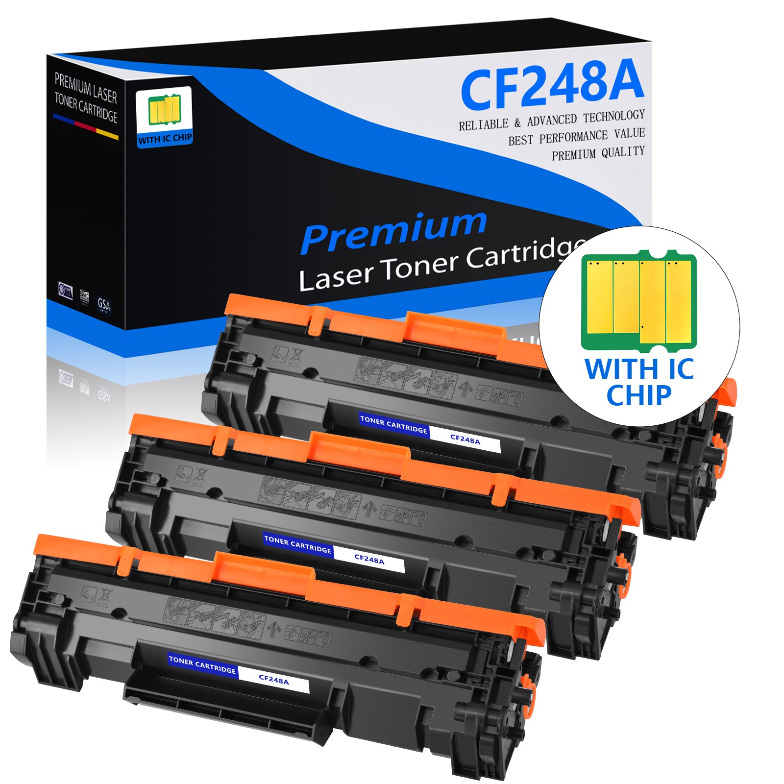 3PK CF248A 48A Toner Cartridge for HP LaserJet Pro M15a M15w M16a M16w Series