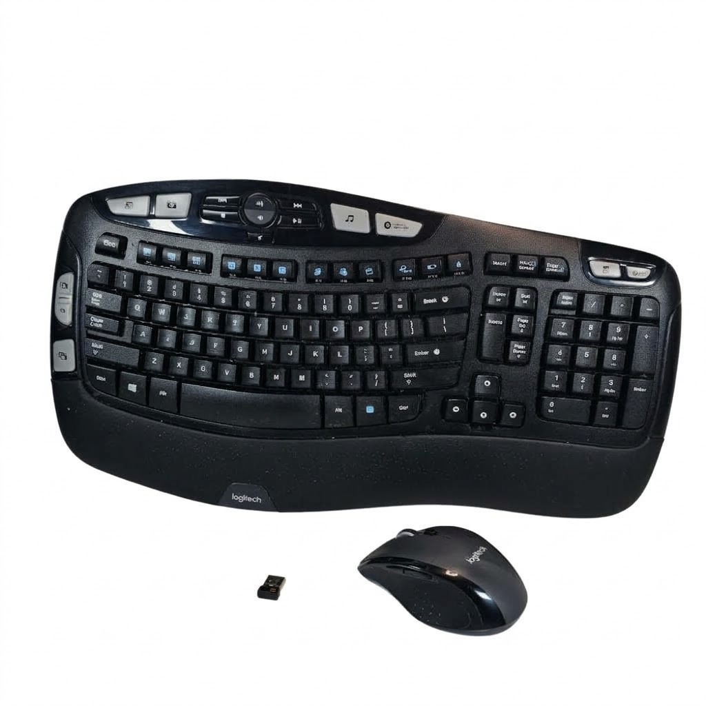 Logitech Comfort Wave Wireless K350 Keyboard & M510 Mouse w/ USB Unifying Dongle
