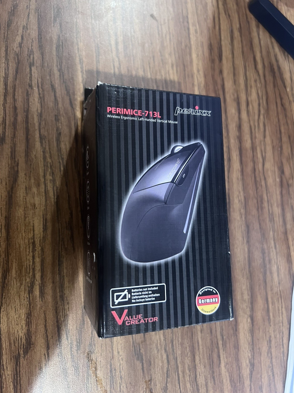 Perixx PERIMICE-713L Wireless Vertical Left-Handed Mouse Black