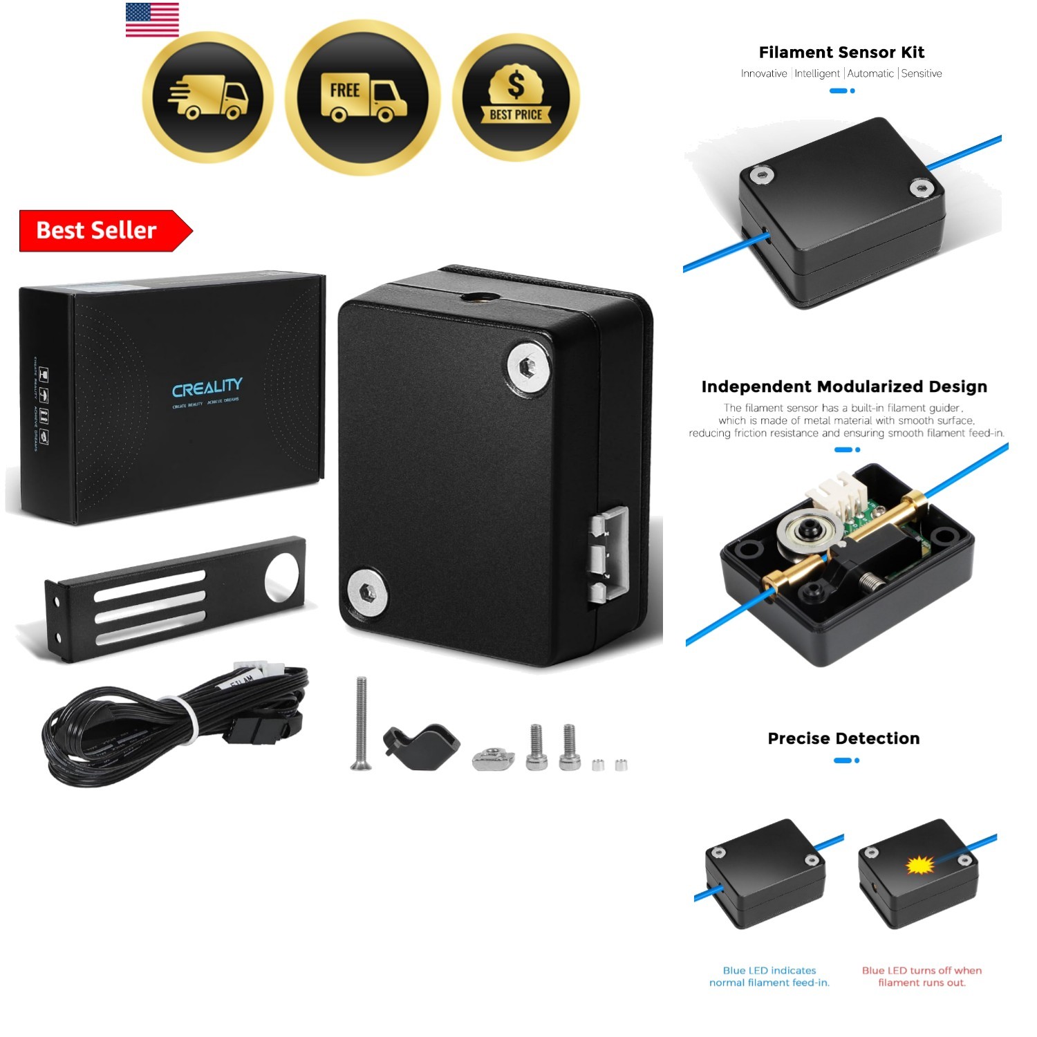 Official Ender 3 V3 SE Filament Runout Sensor, Smart Filament Sensor Break De...