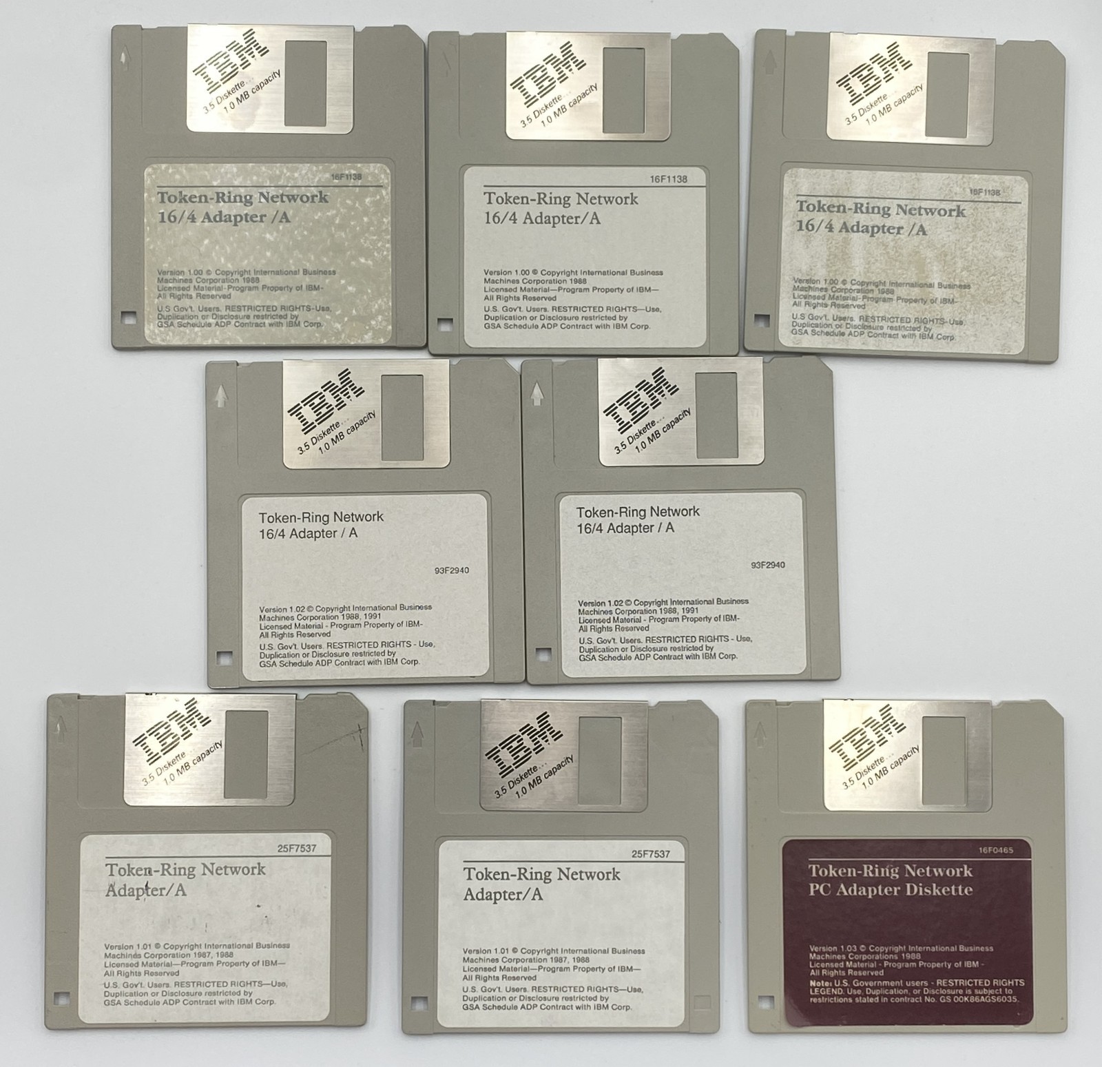 IBM Token-Ring Network 16/4 Adapter/A Diskette Lot 8 PS/2 MCA 3.5 Floppy Disks