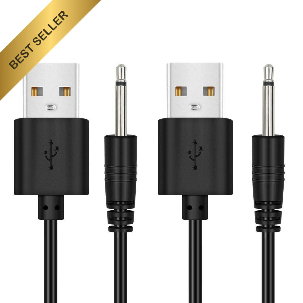 2 Pack 2.7ft Replacement DC Charging Cable, USB to 2.5mm 2.7 feet, Black