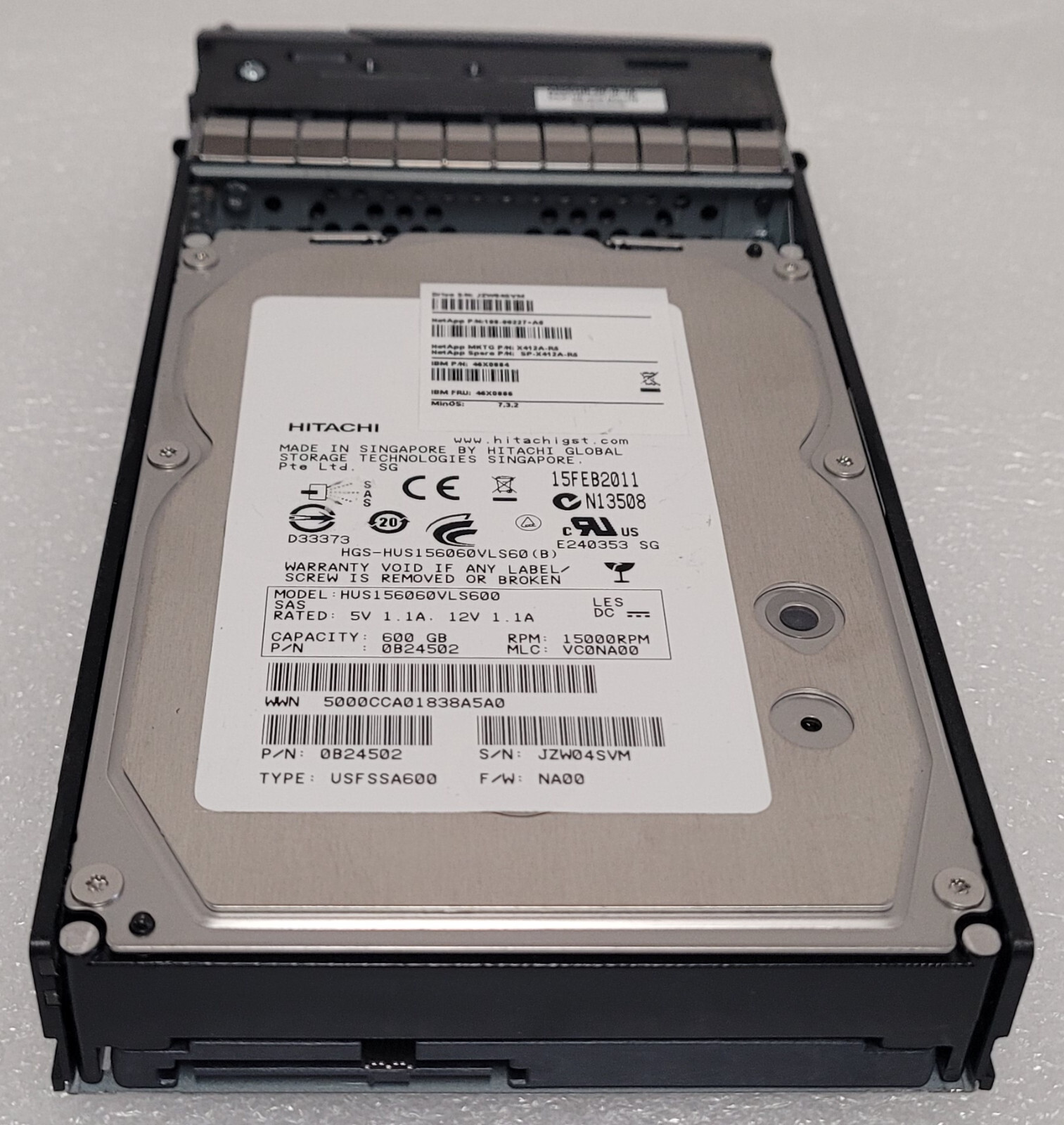 NetApp X412A-R5 600GB 15K SAS Hard Disk X90/SP-412A for DS4243 DS4246 Shelf