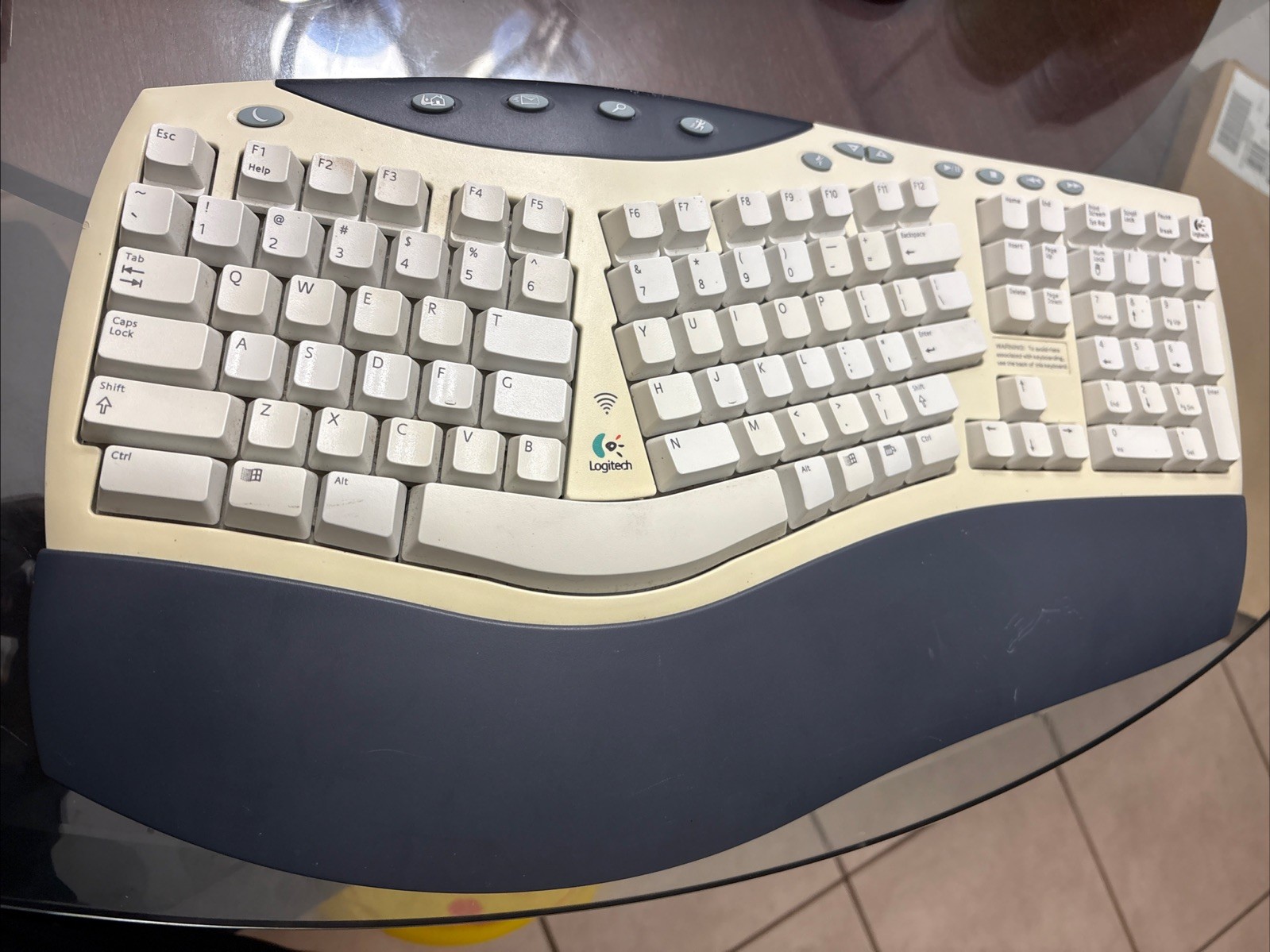 Vintage Logitech Natural Multimedia Ergonomic Keyboard Cordless NOT Tested