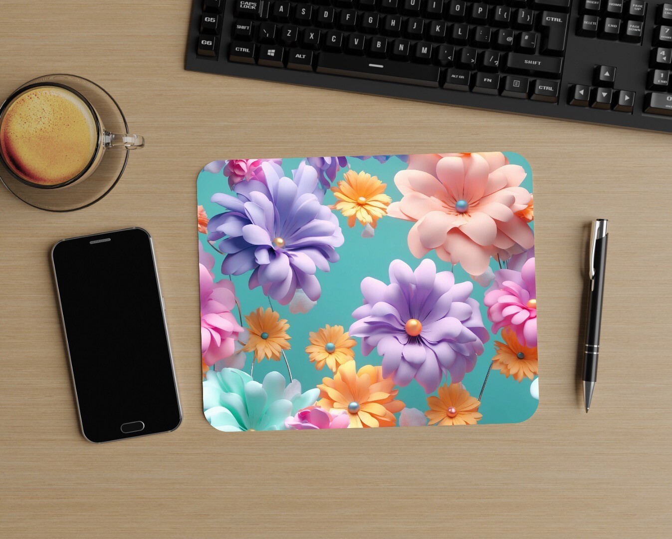 Mouse Pad  004 "Spring Flowers" - Multicolor - MICKLAT Computer Gift Pastel