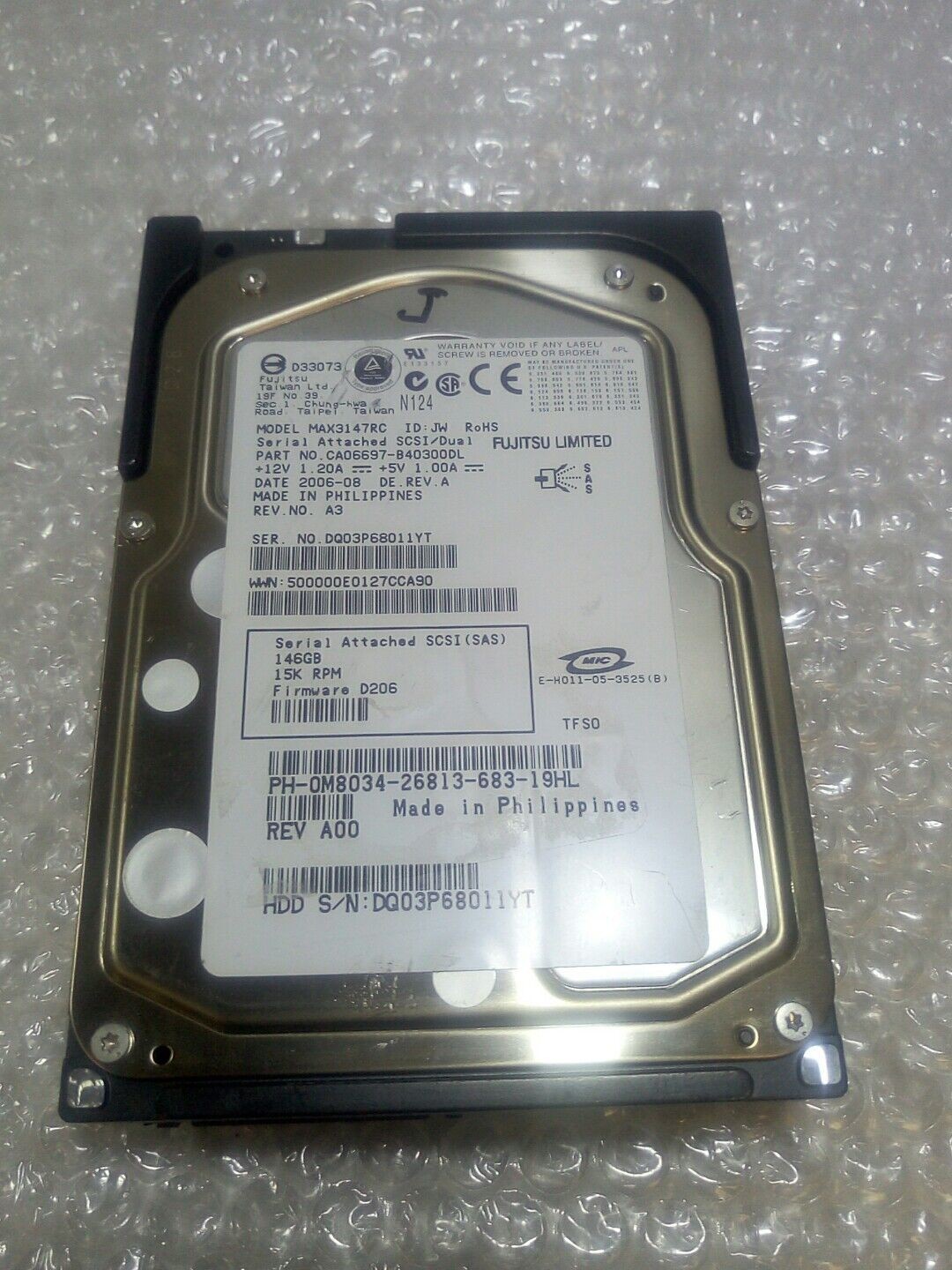 - Fujitsu MAX3147RC 146GB Internal 15000 RPM 3.5" HDD Hard Drive 0M8034