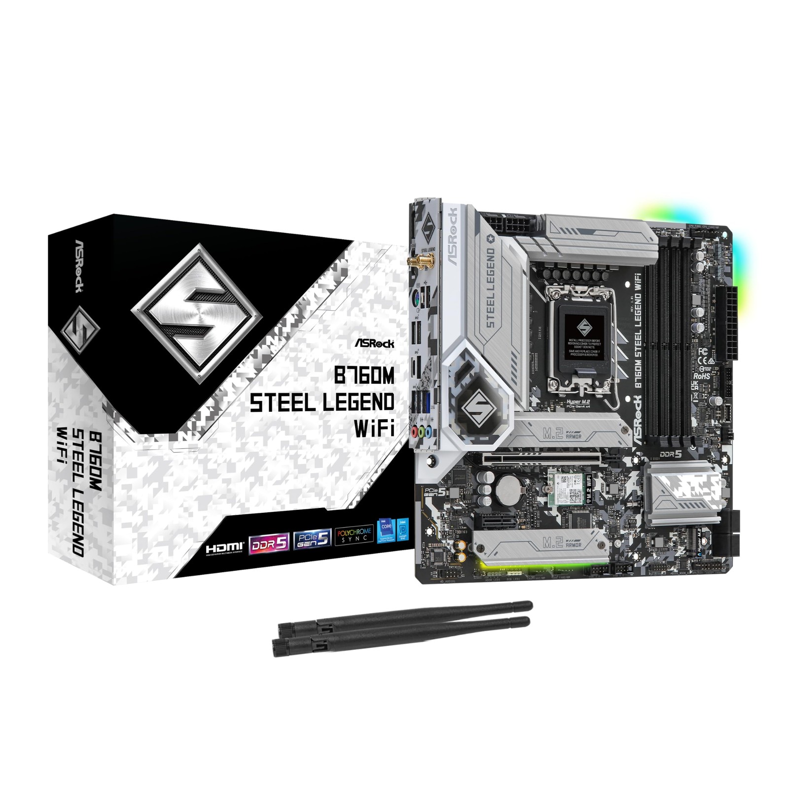 Micro ATX Motherboard LGA1700 Intel 13th Gen DDR5 7200MHz PCIe 5.0 HDMI WiFi 6E