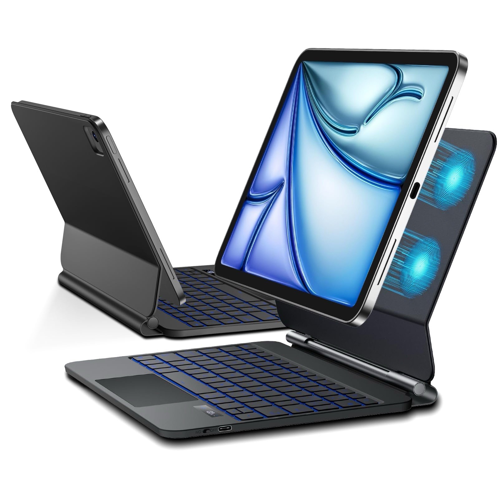 JUQITECH Magic Keyboard for iPad Air 11 2026 (M4 M3 M2) W/ Multi-Touch Trackpad