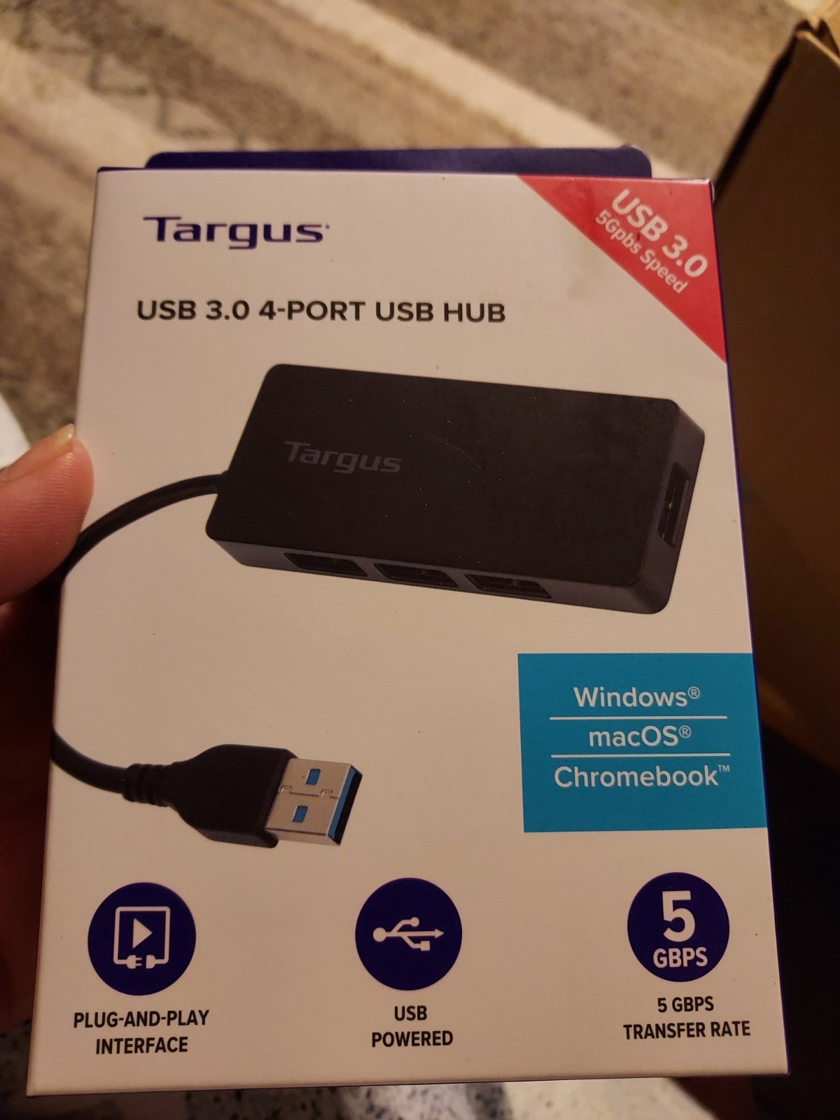 Targus UsB 3.0 4 Port Hub For Windows/MacOS/Chromebook