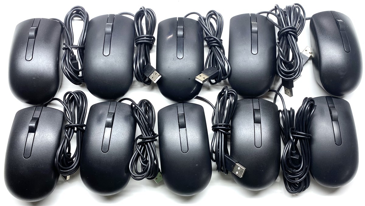 10 Pack Lot Genuine OEM Dell Wired USB Optical PC Mouse 3 Button MS116T 0XWP60