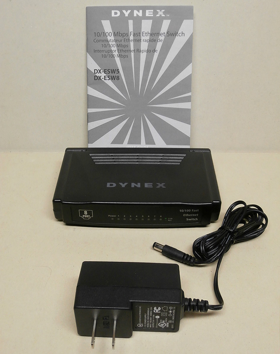 Dynex DX-ESW8 Fast Ethernet (Network Cable) switch 8 Ports with user guide