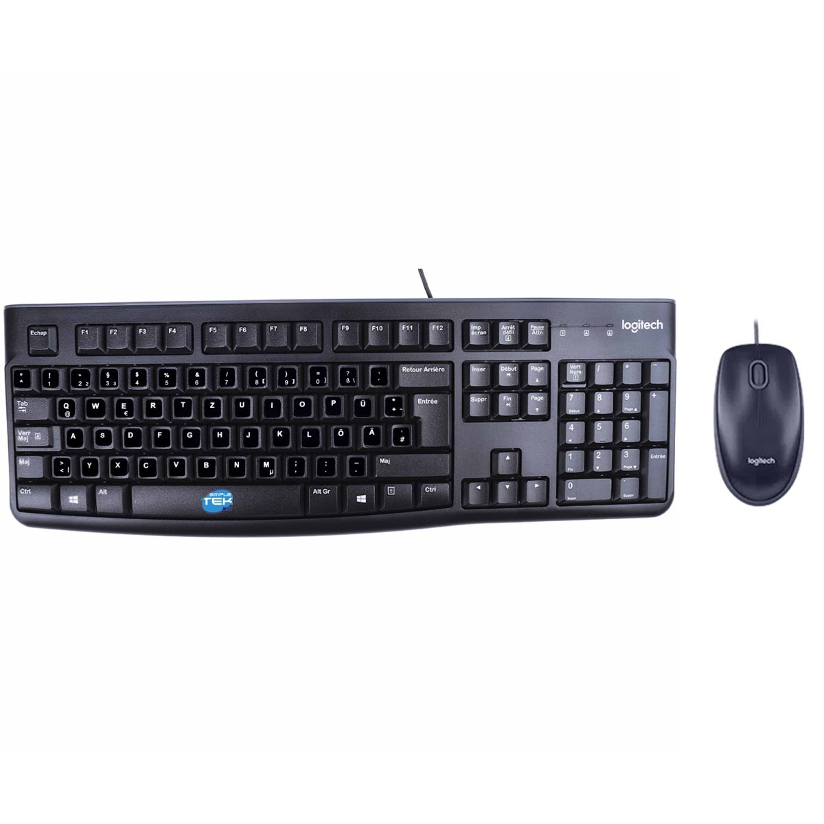 Logitech Mk120 Kit Mouse And Keyboard USB Wired Layout With German Stickers