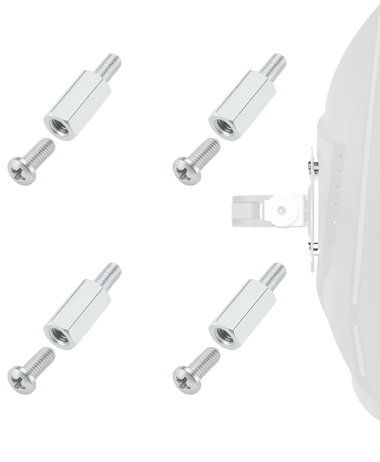 3IDEE VESA Spacer Set - Screws M4-15mm Distance M4x15mm, Silver/Metallic