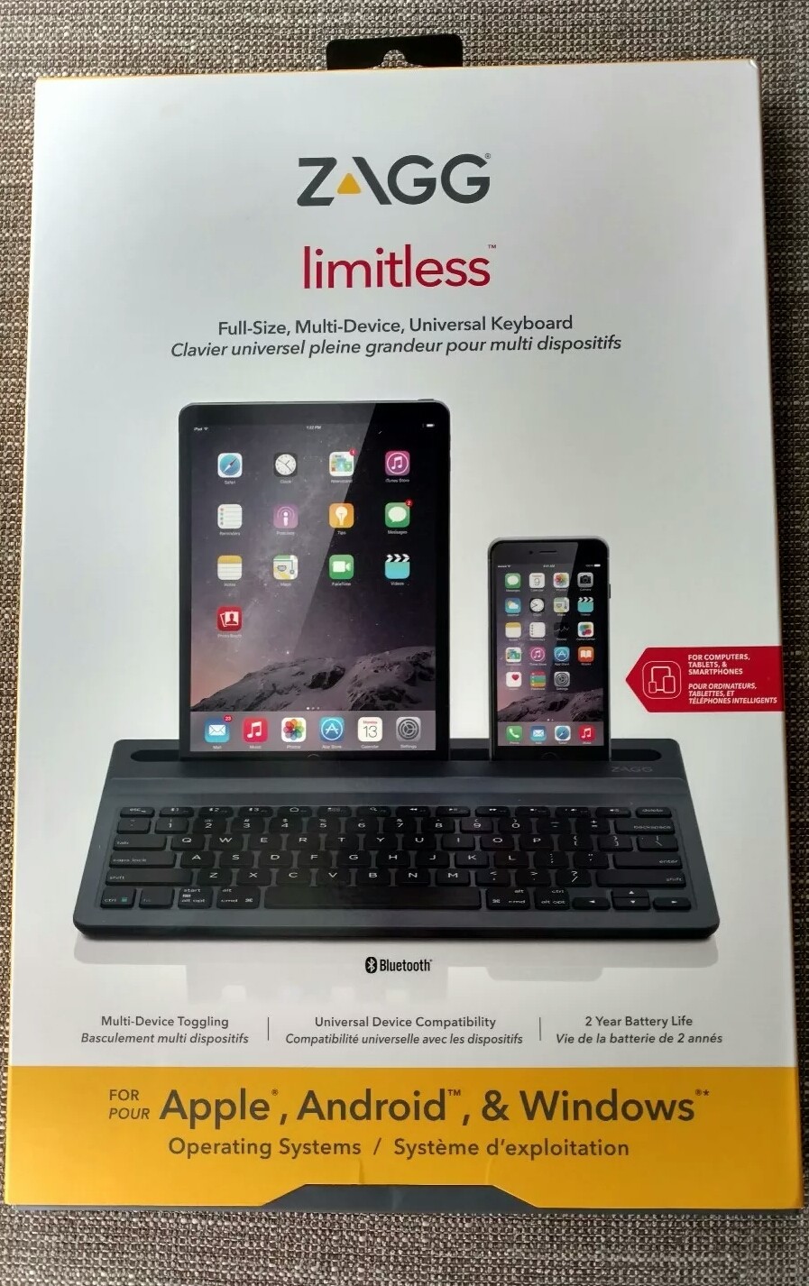 NEW ZAGG Limitless Full-Size Universal Bluetooth Keyboard - Black