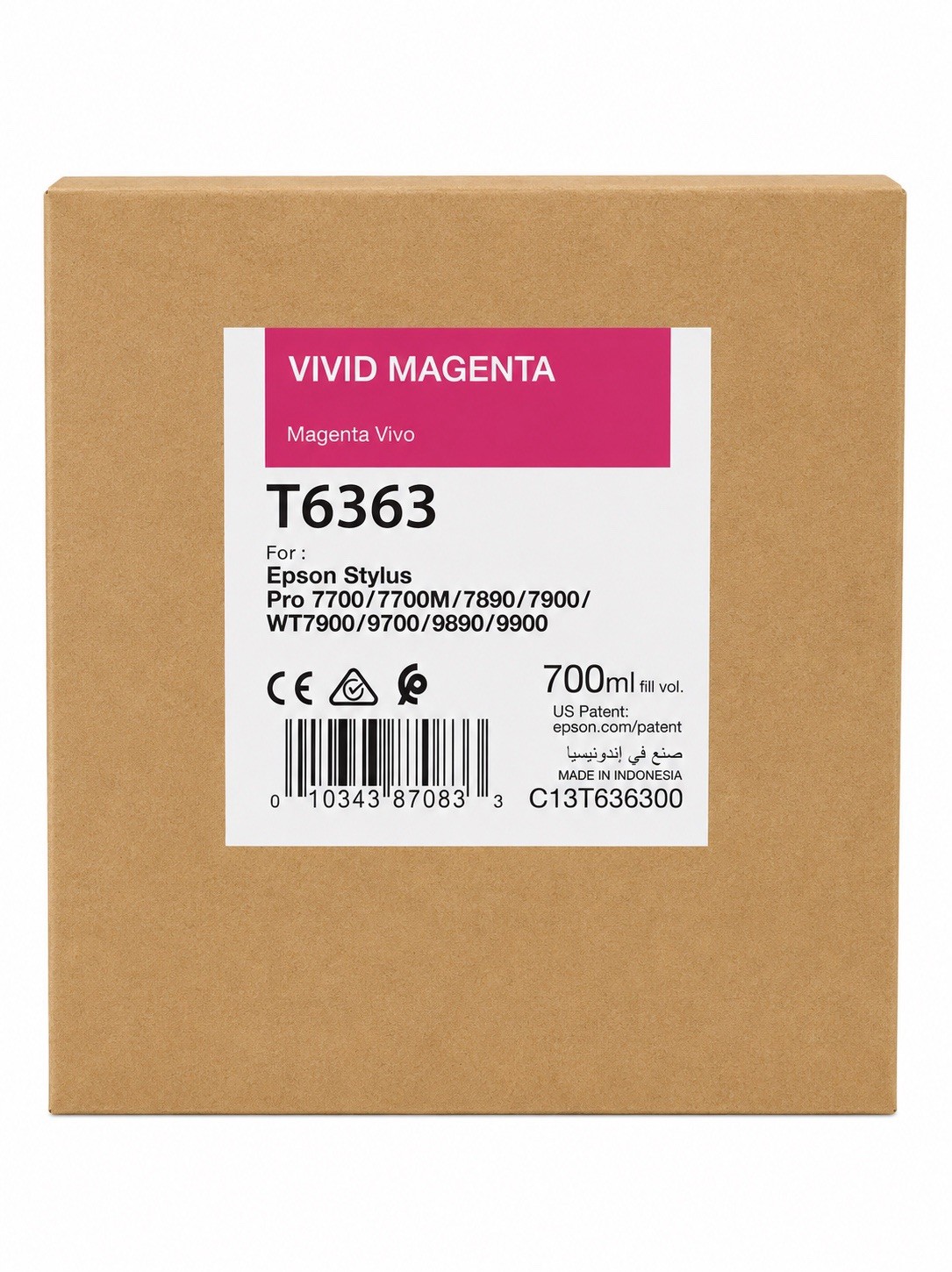 Epson T6363 UltraChrome HDR 700ml Ink Cartridge - Vivid Magenta
