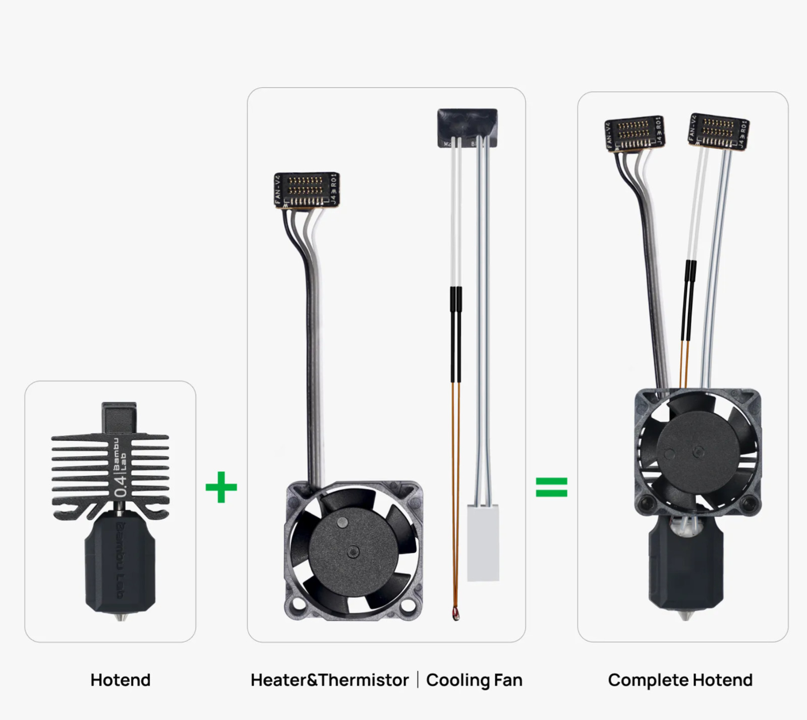Bamboo Lab P1P,P1S Hotend Complete Kit, 0.4mm Hardened Steel Nozzle