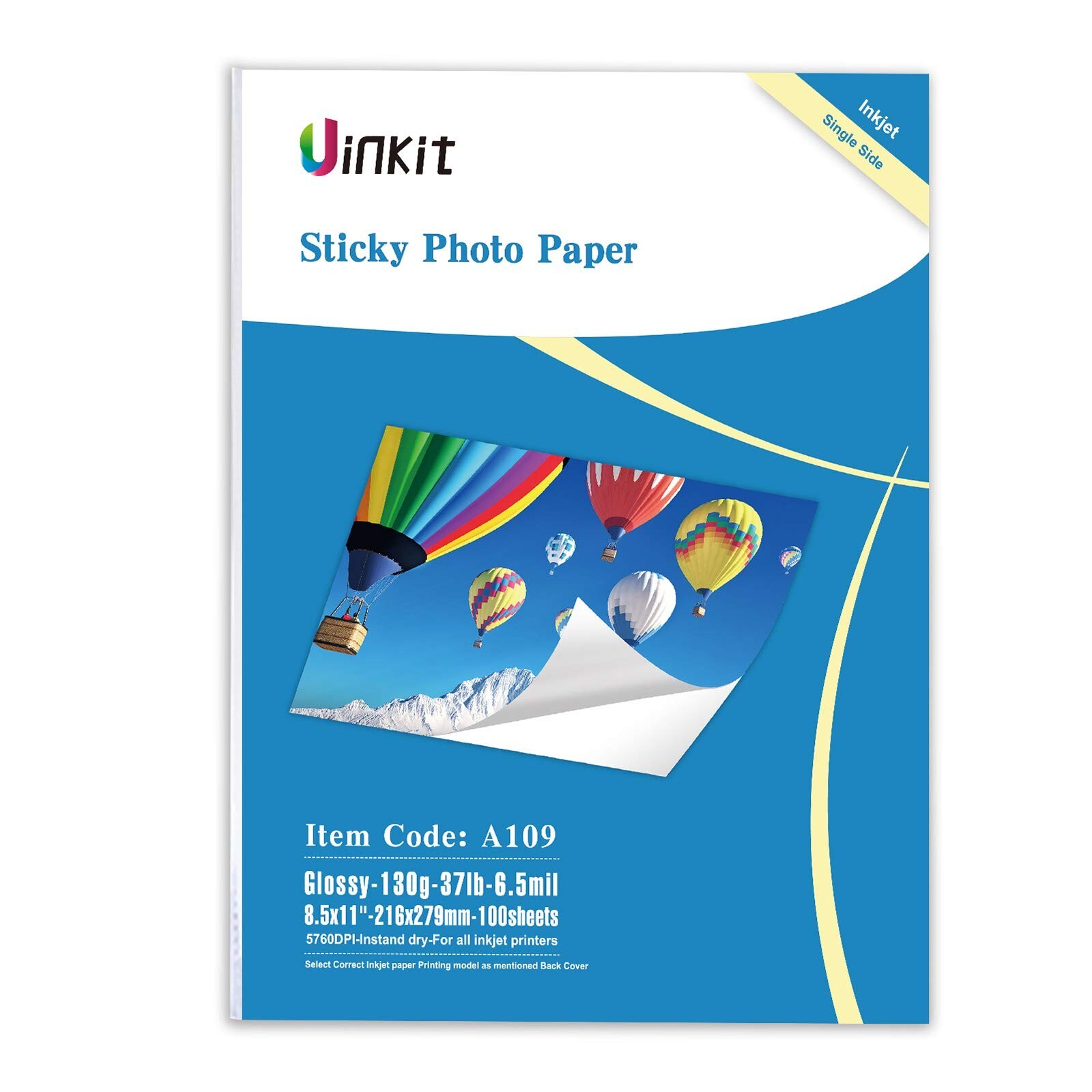 Uinkit 100 Sheets Printable Glossy Sticker Photo Paper 8.5x11 Full Sheet Inkj...