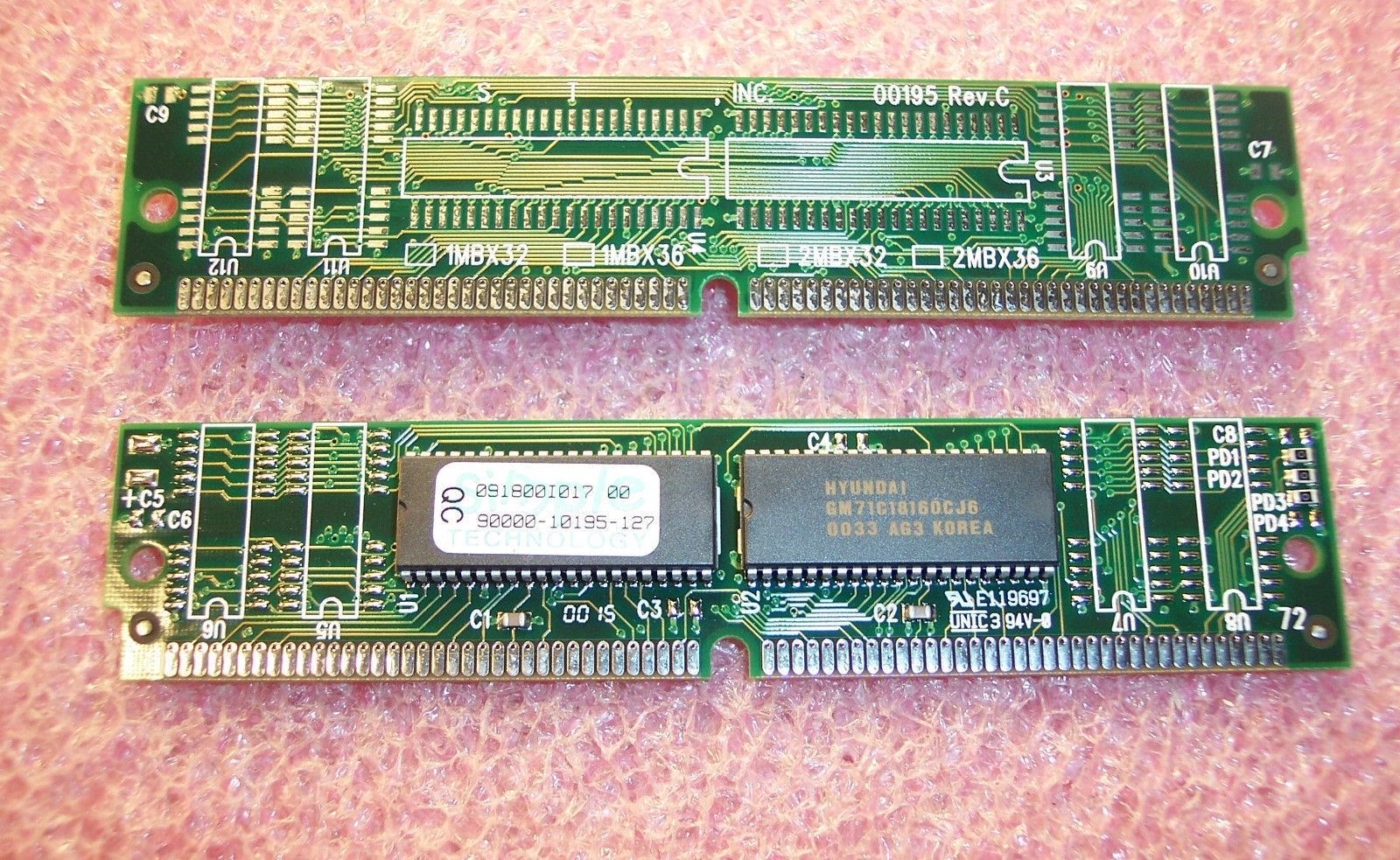 QTY(2) STH-4P/4 SIMPLE TECHNOLOGY 4MB SIMM MEMORY MODULE 72PIN C3132A ST1321000A