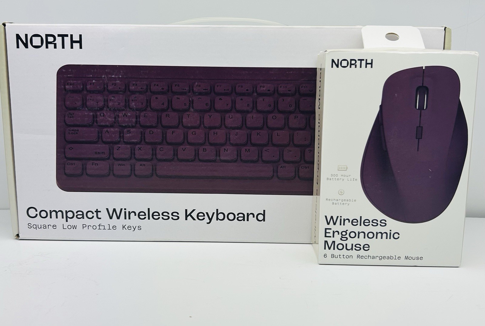 Bundle-North Wireless Compact Keyboard & Wireless Ergonomic Mouse-Plum Purple