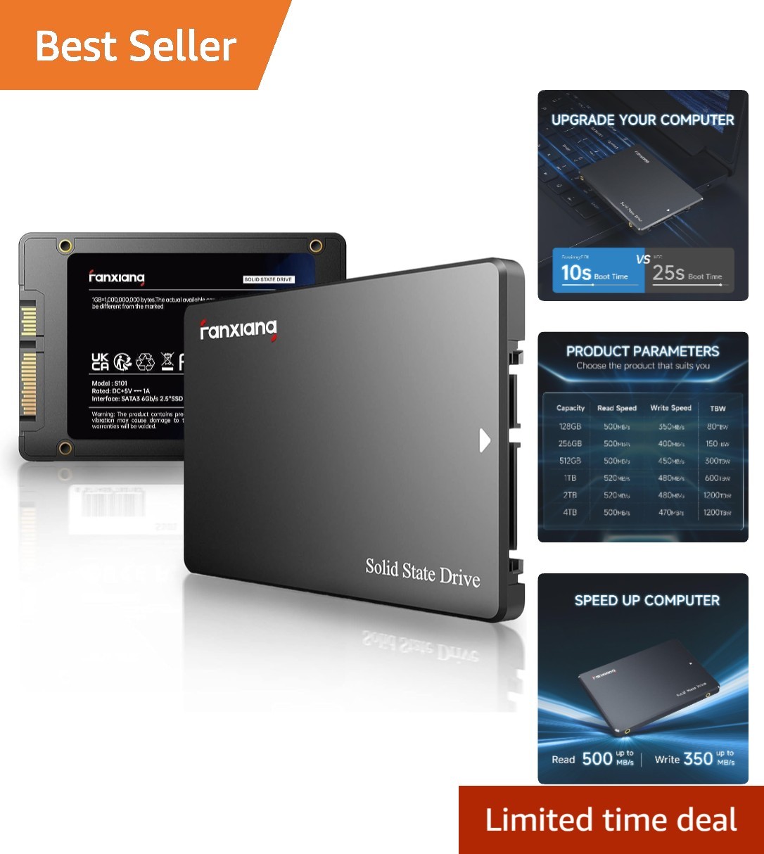 S101 128GB Solid State Drive - Lightning Fast 2.5" SSD for Desktops & Laptops
