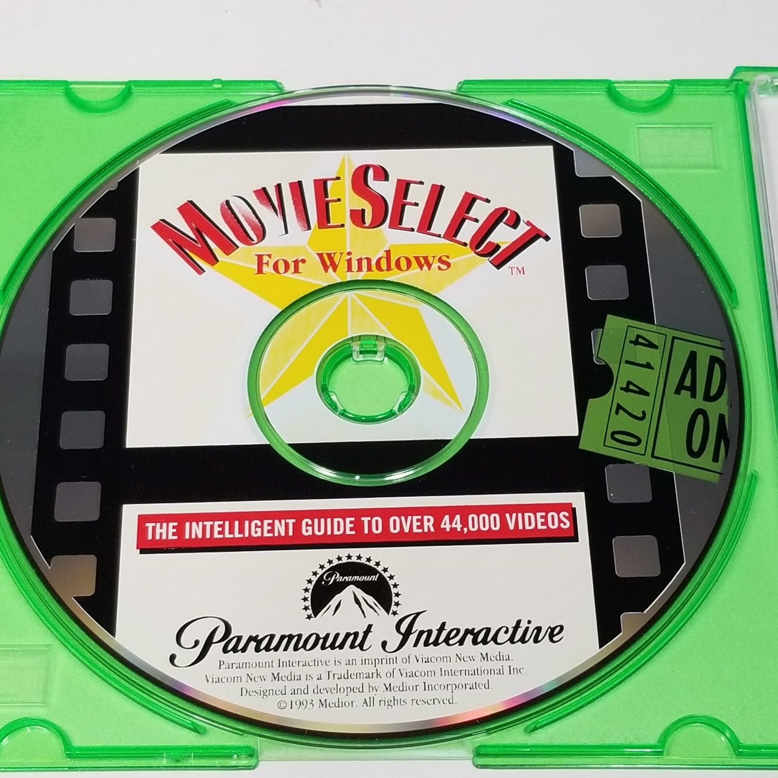 Movie Select For Windows, CD-ROM, 1993, Movie Guide With Over 44,000 Movies
