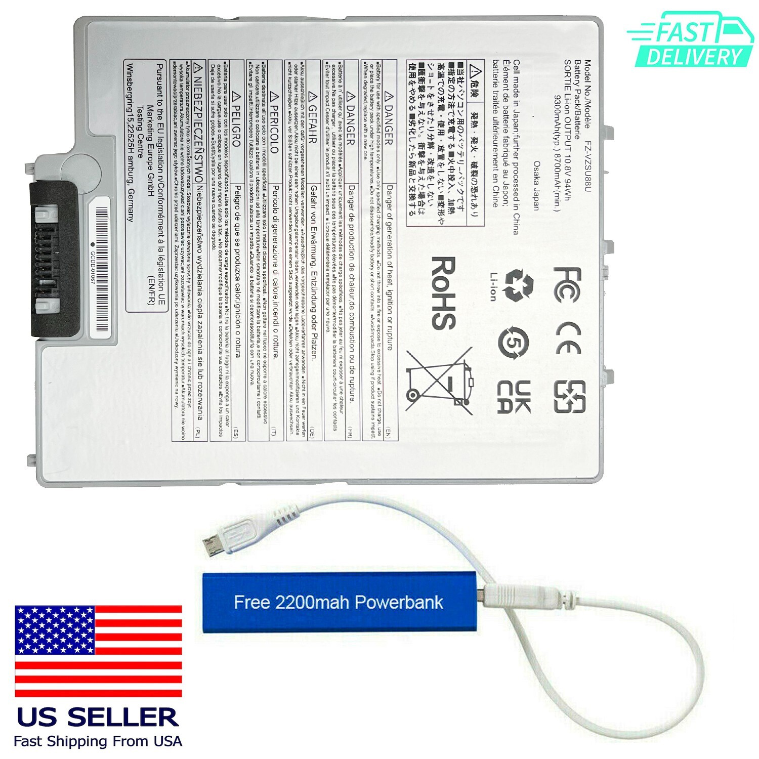 FZ-VZSU88U REPLACEMENT BATTERY FOR PANASONIC TOUGHPAD FZ-G1 10.8V 94WHR EXTENDED