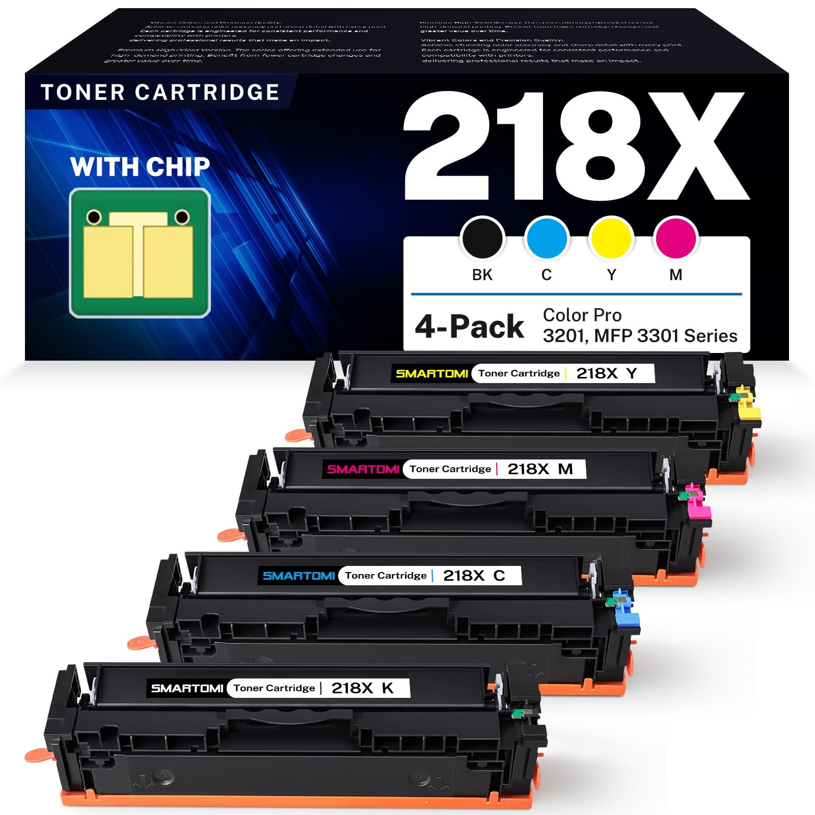 Cartridge 218X 4 Pack High Yield Compatible HP W2180X W2181X Toner W2182X W2183X