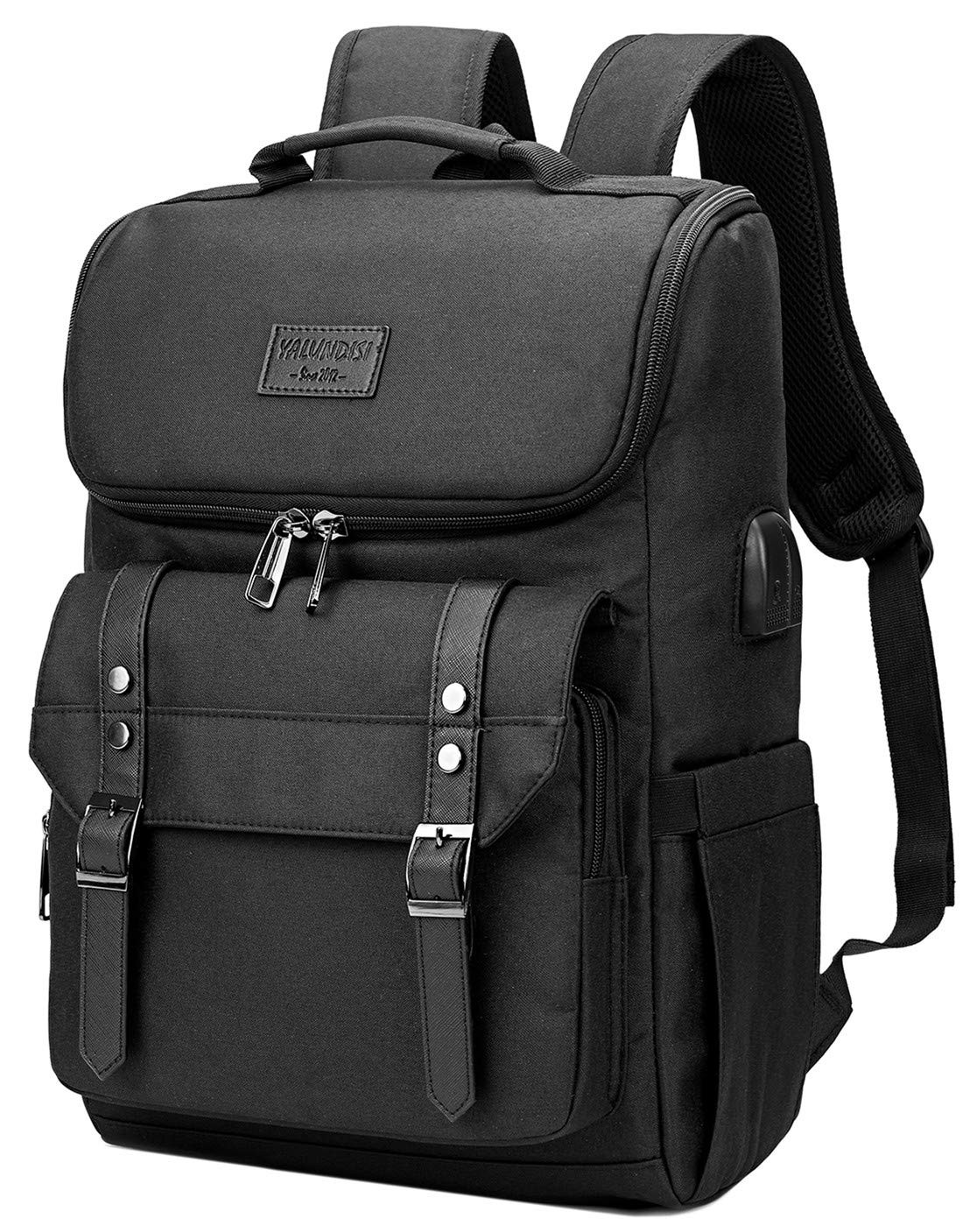 YALUNDISI Laptop Backpack 16" USB Charging Black Travel School Bag Large