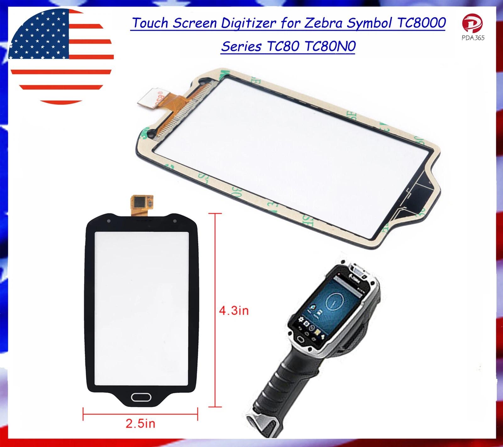 Touch Screen Digitizer for Zebra Symbol TC8000 Series TC80 TC80N0