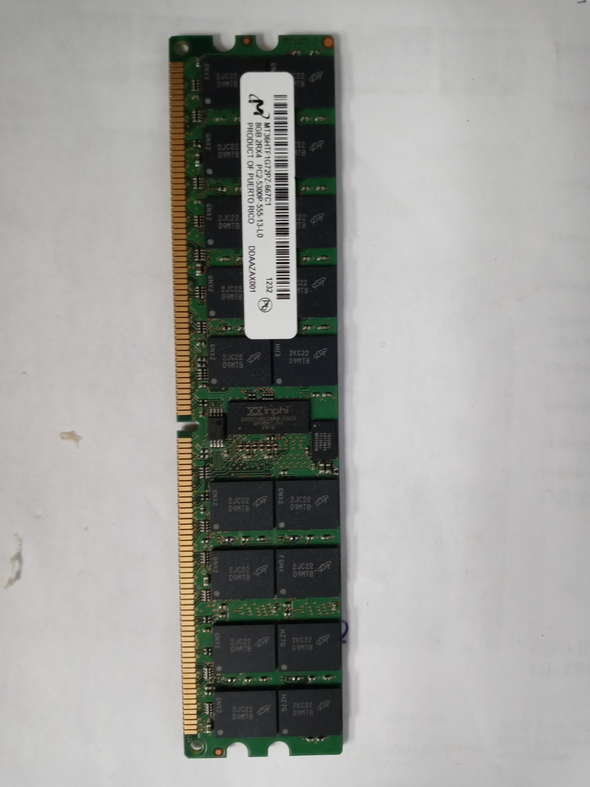 Micron MT36HTF1G72PZ-667C1 8gb Server Memory PC2-5300 DDR2-667MHz ECC