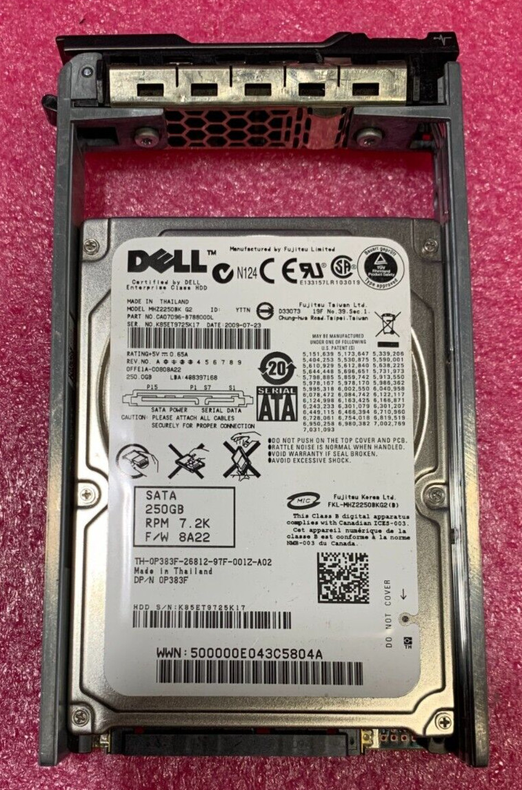Dell OP383F 250GB 7.2K RPM SATA HDD Enterprise Class, Used