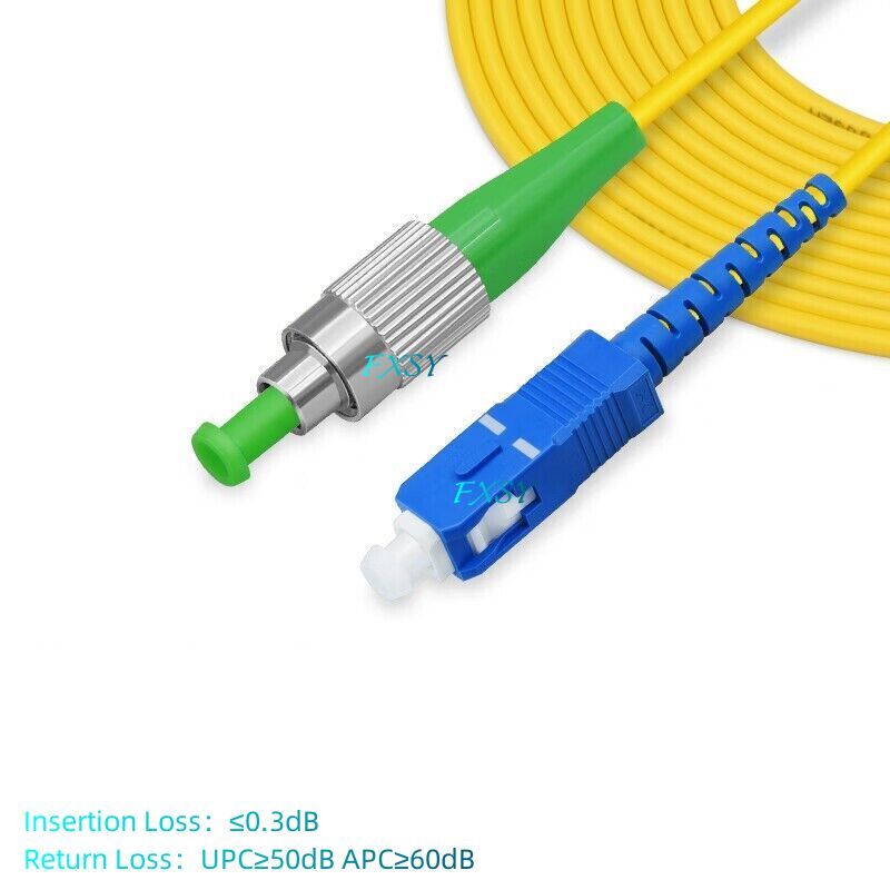 5Pcs 1m 2m 3m 5m FC/APC to SC/UPC Single Mode OS2 Simplex Fiber Optic Patch Cord