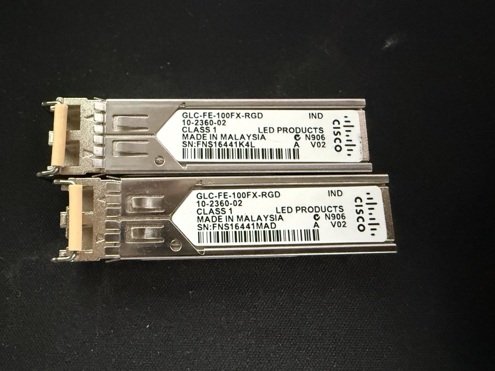 2 x Cisco GLC-FE-100FX-RGD SFP  100BASE-FX Transceiver Module
