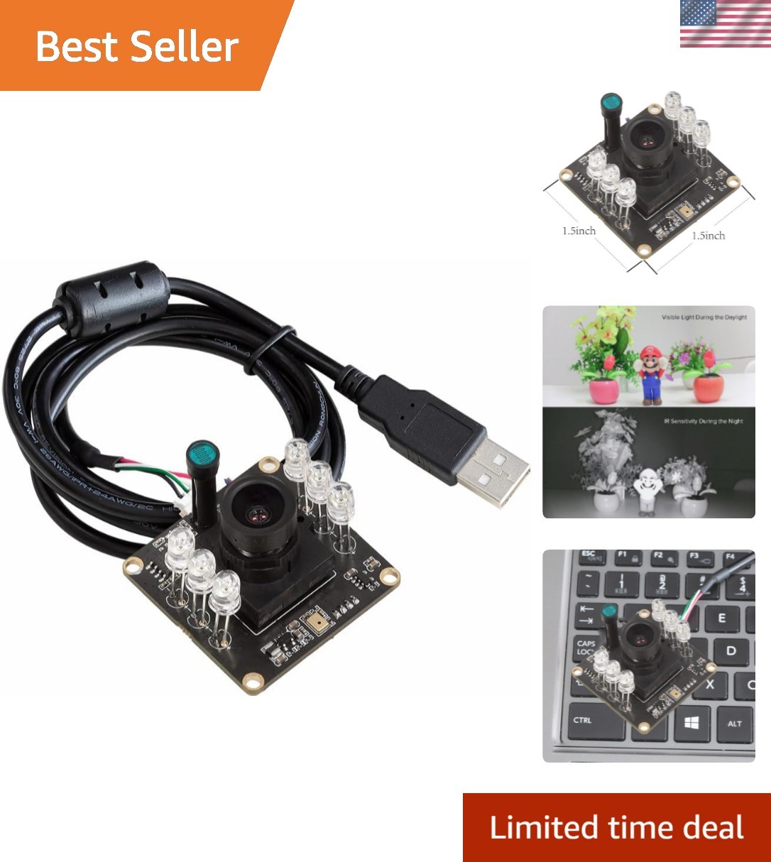 1080P Day & Night Vision USB Camera for Computer, 2MP Automatic IR-Cut Switch...