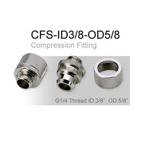 Enzotech 3/8" x 5/8" Compression Fitting, Nickel Plated Brass - 12 Pack